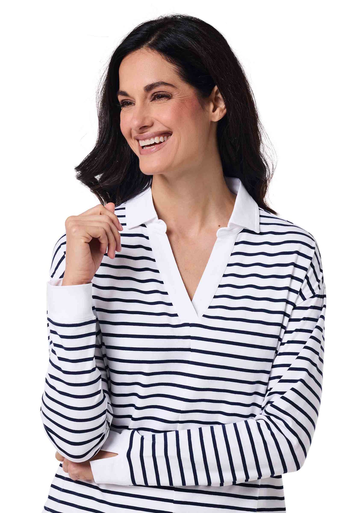 Women's Fontainebleau Polo 2.0 | White/Navy Stripe