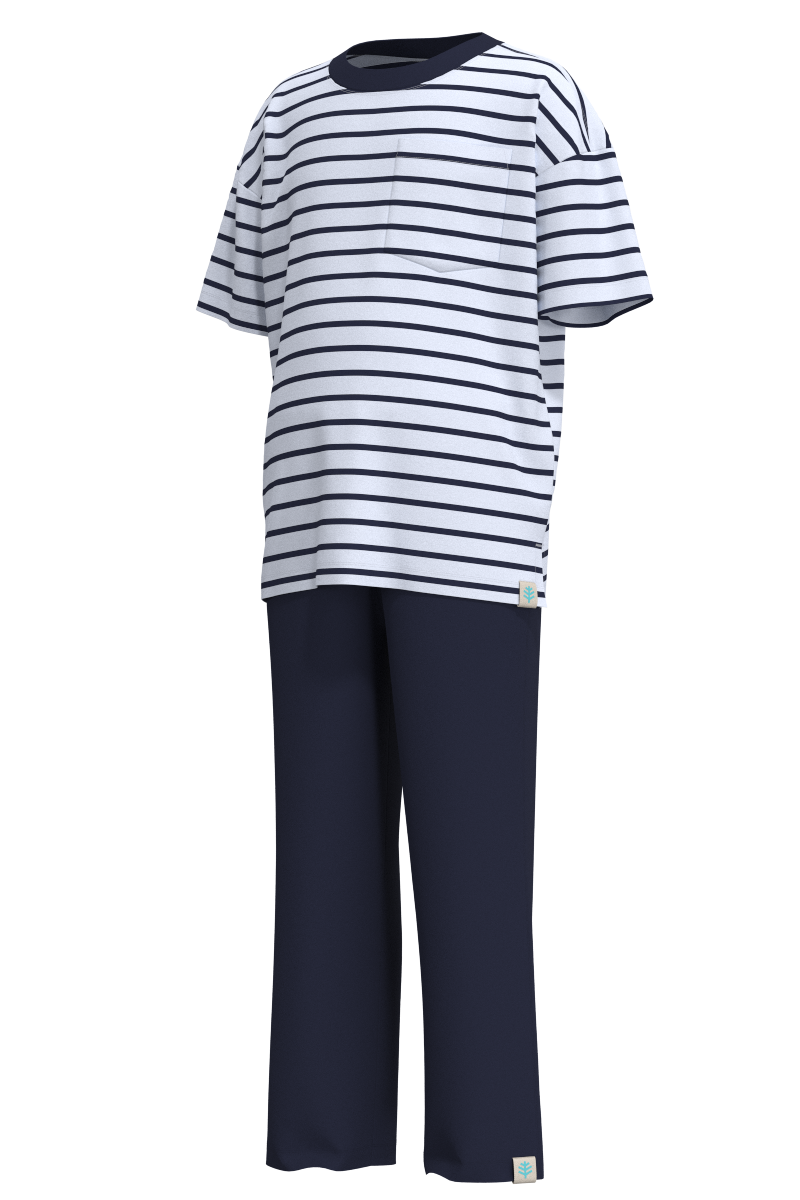 Kid's Mangrove T-Shirt and Pants Set | White/Navy Colorblock