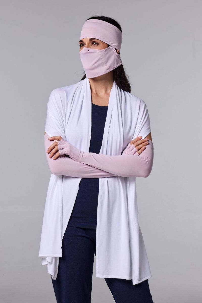 Unisex Perpetua UV Long Fingerless Gloves | Dusty Mauve