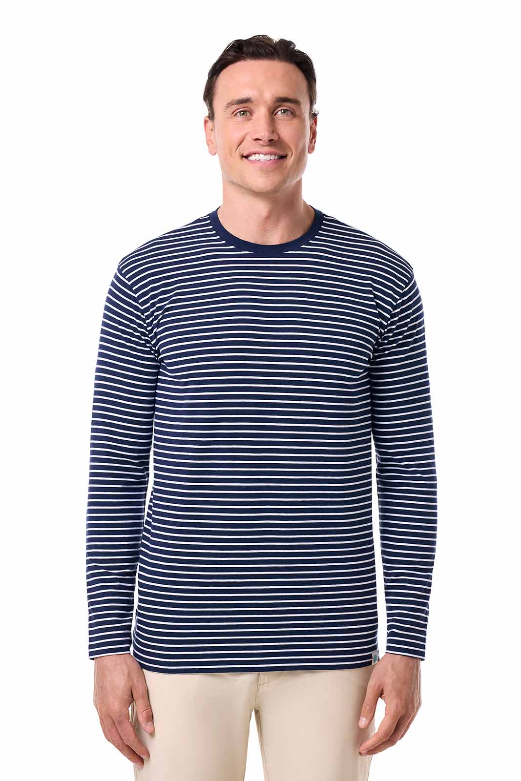 Men's Morada Everyday Long Sleeve T-Shirt | Navy/White Stripe