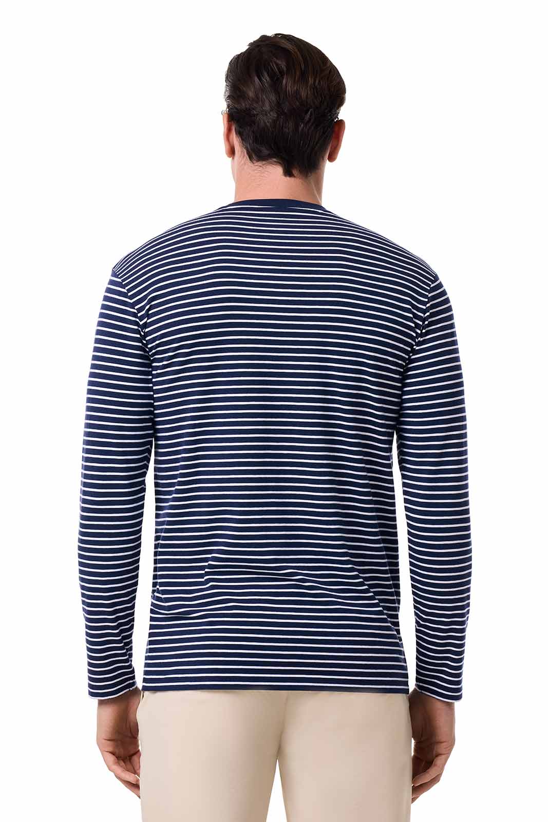 Men's Morada Everyday Long Sleeve T-Shirt | Navy/White Stripe