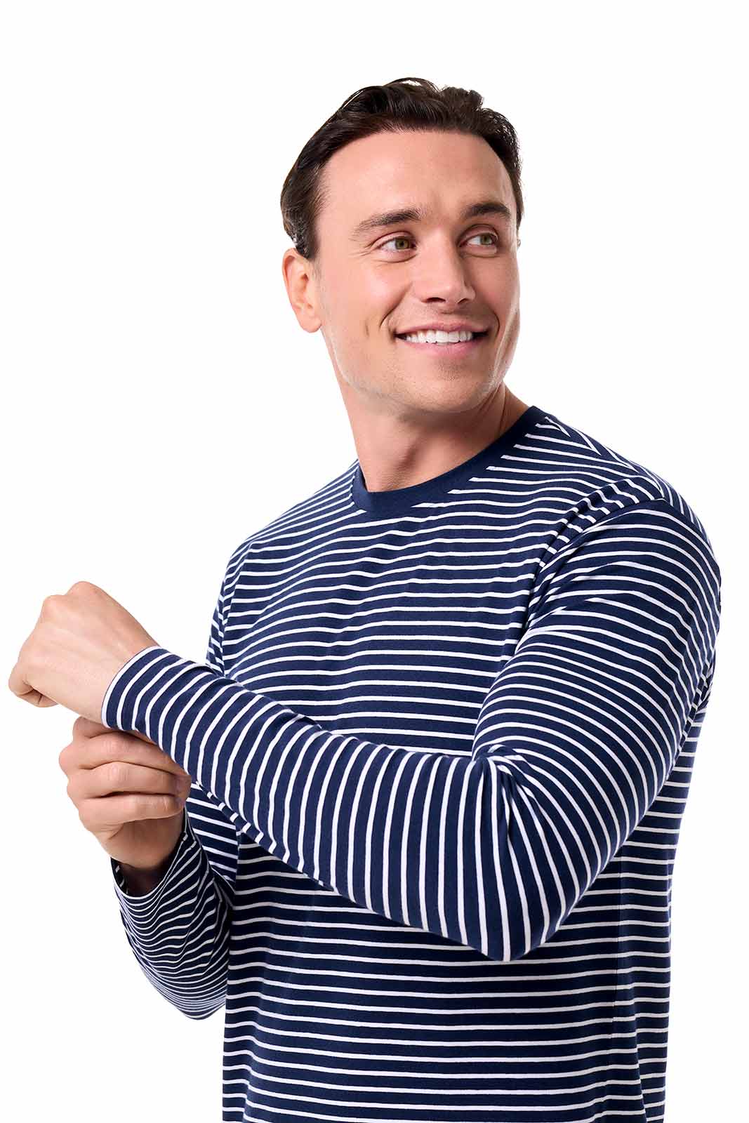 Men's Morada Everyday Long Sleeve T-Shirt | Navy/White Stripe