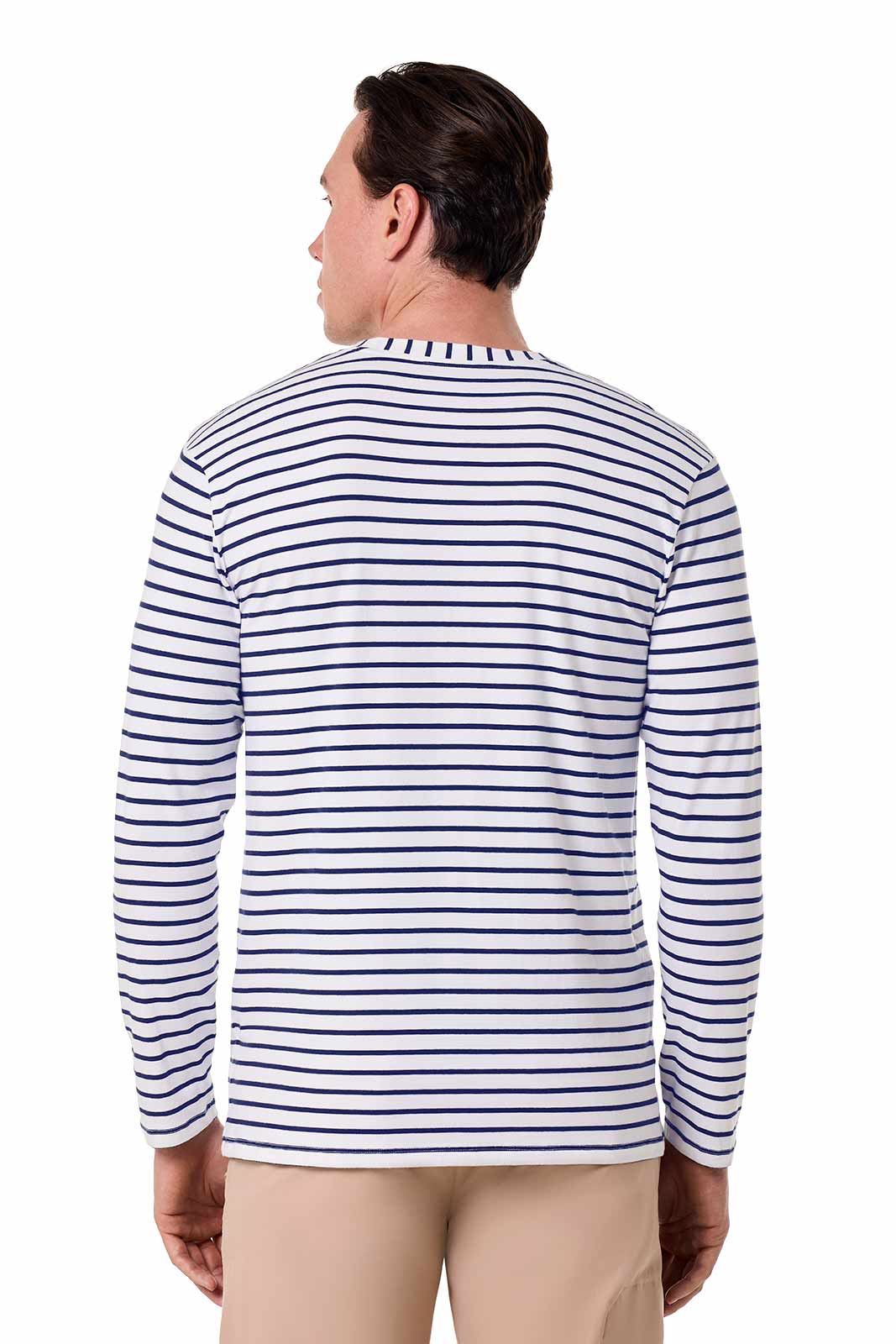 Men's Morada Everyday Long Sleeve T-Shirt | White/Navy Stripe