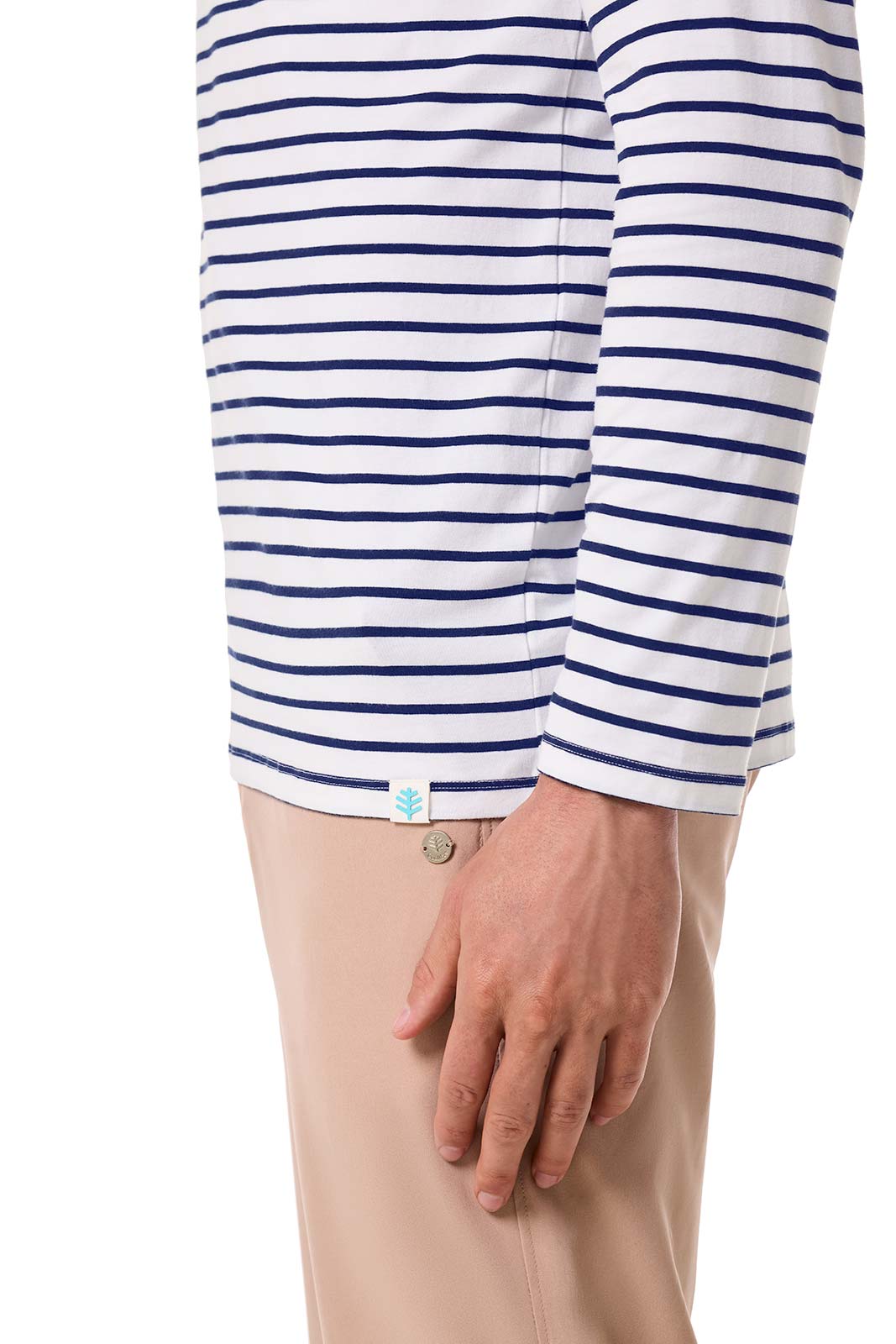 Men's Morada Everyday Long Sleeve T-Shirt | White/Navy Stripe