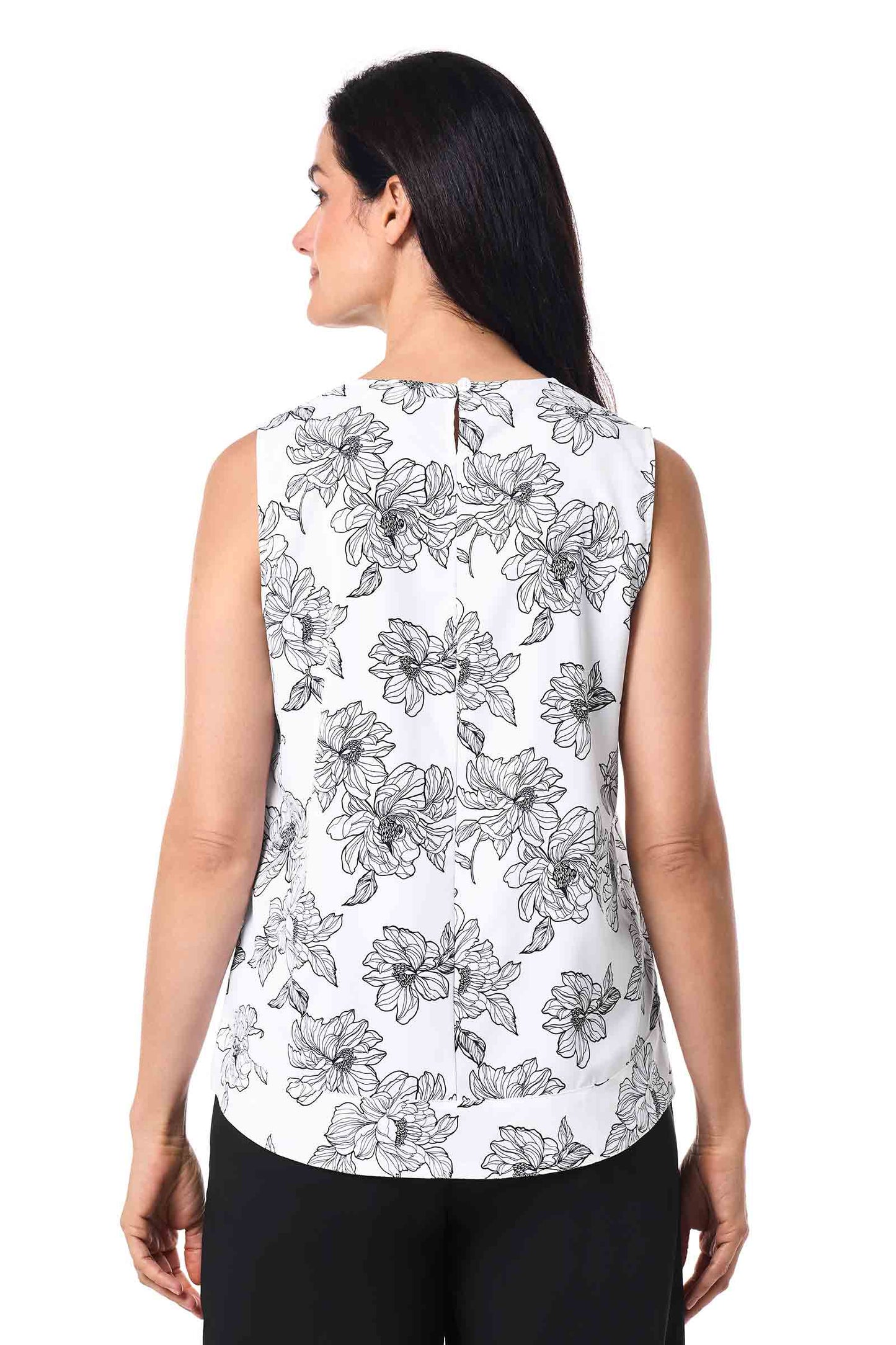 Women's St. Tropez Swing Tank Top | White/Black Perfect Peony