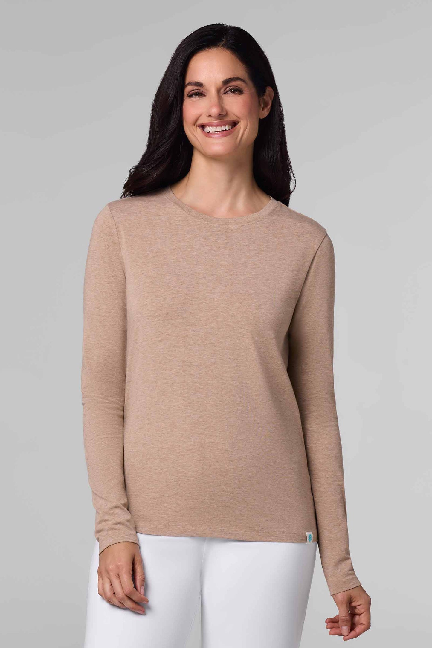 Women's Morada Everyday Long Sleeve T-Shirt | Dark Taupe Heather