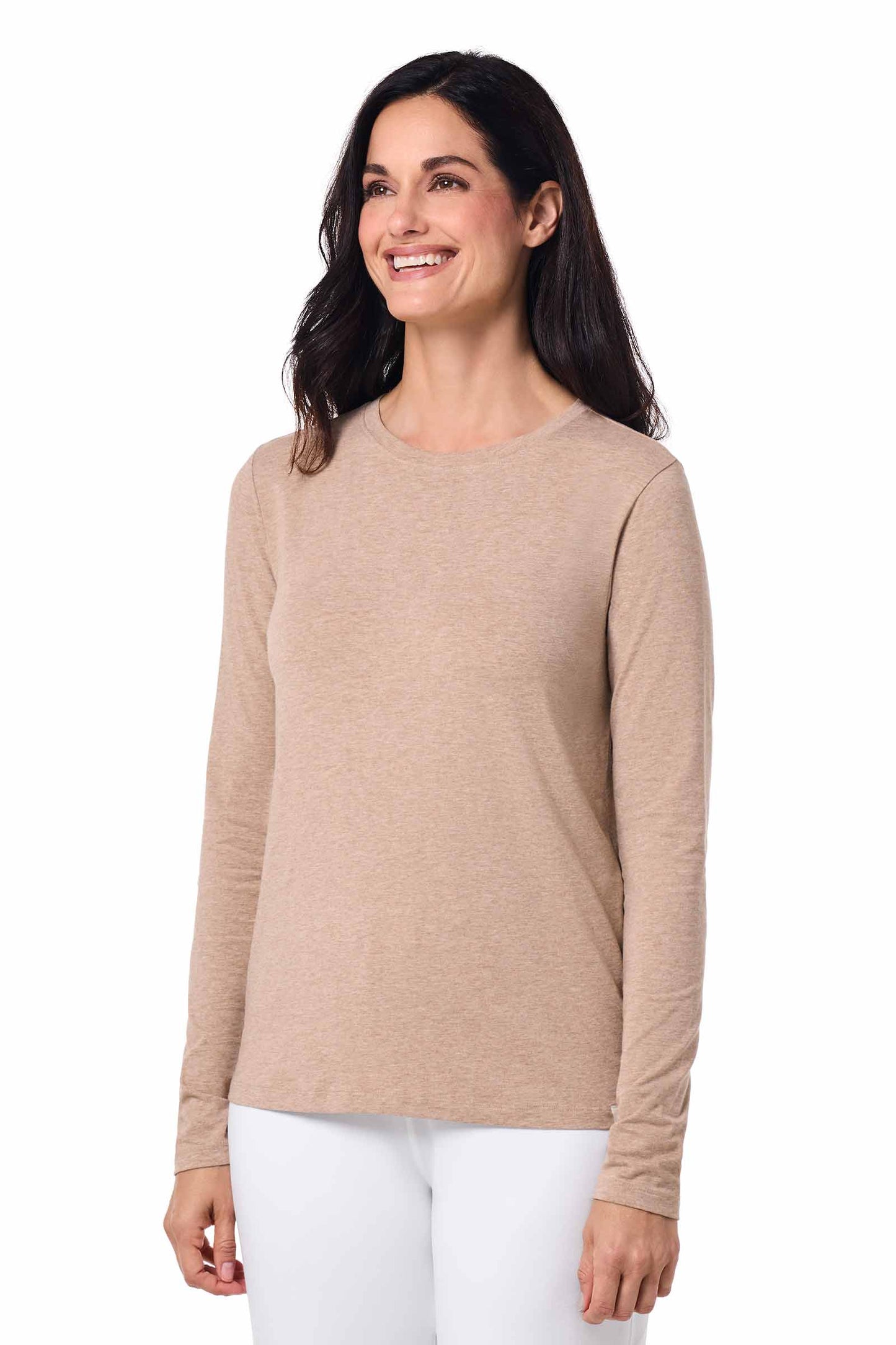 Women's Morada Everyday Long Sleeve T-Shirt | Dark Taupe Heather