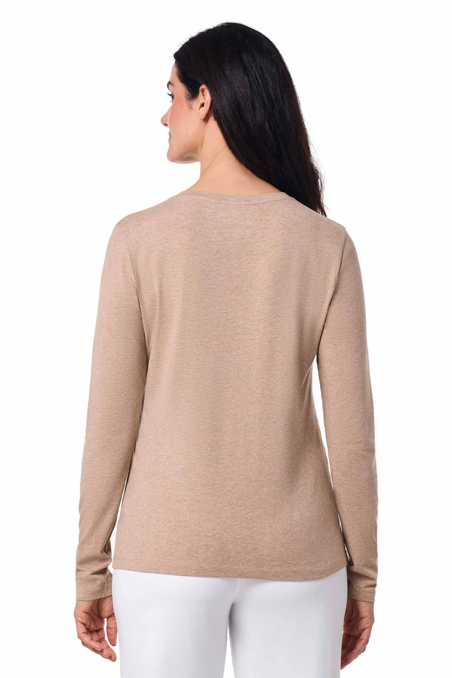 Women's Morada Everyday Long Sleeve T-Shirt | Dark Taupe Heather