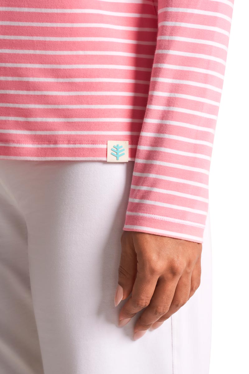 Women's Morada Everyday Long Sleeve T-Shirt | Flamingo Pink/White Stripe