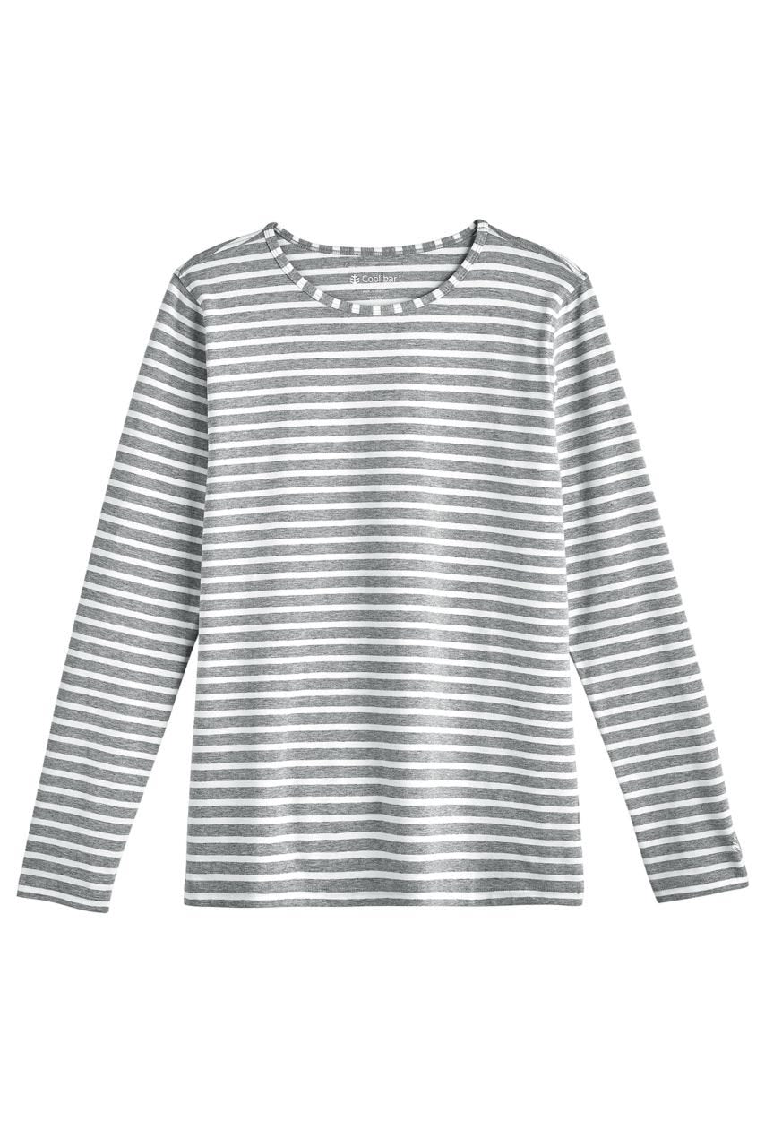Women's Morada Everyday Long Sleeve T-Shirt | Grey/White Stripe