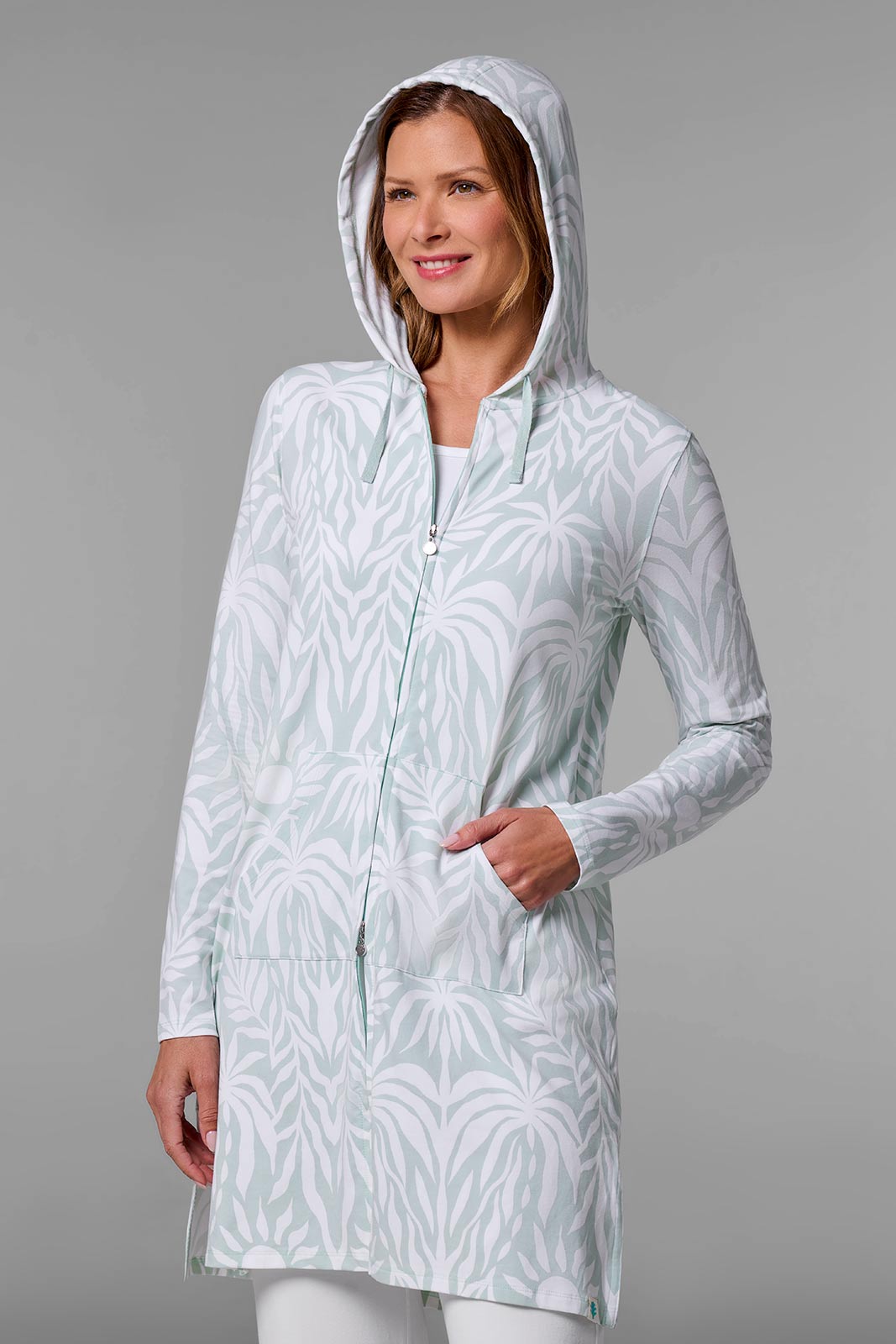 Women's Cabana Hoodie | Misty Aqua American Palm