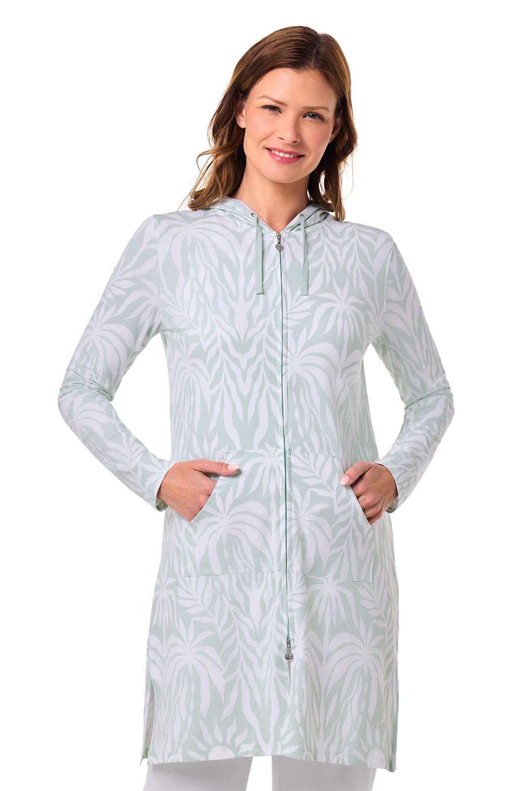 Women's Cabana Hoodie | Misty Aqua American Palm