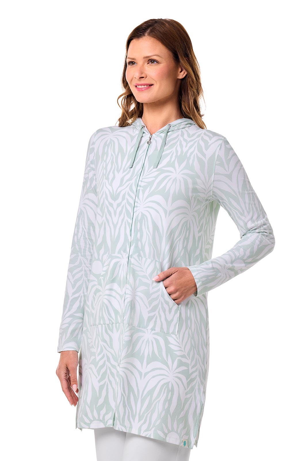 Women's Cabana Hoodie | Misty Aqua American Palm