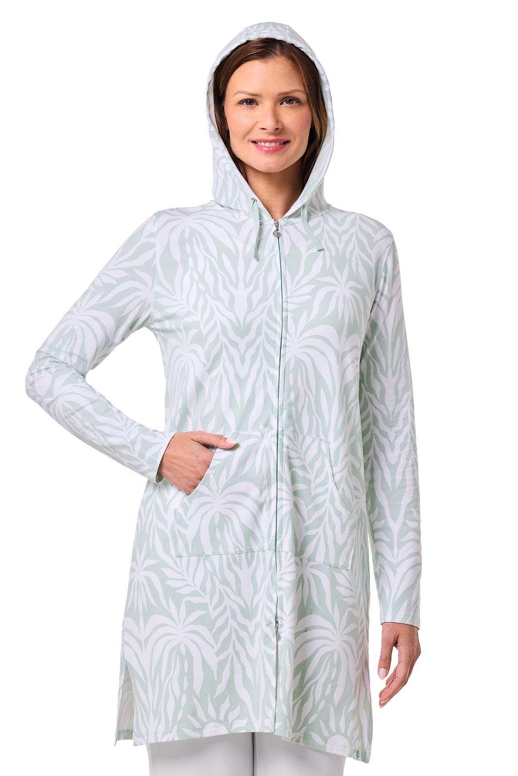 Women's Cabana Hoodie | Misty Aqua American Palm
