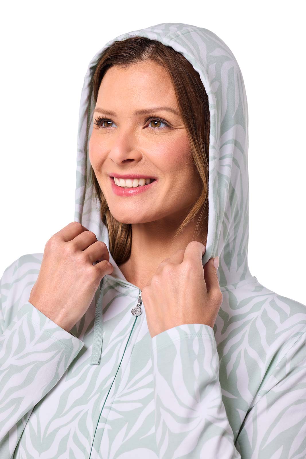 Women's Cabana Hoodie | Misty Aqua American Palm