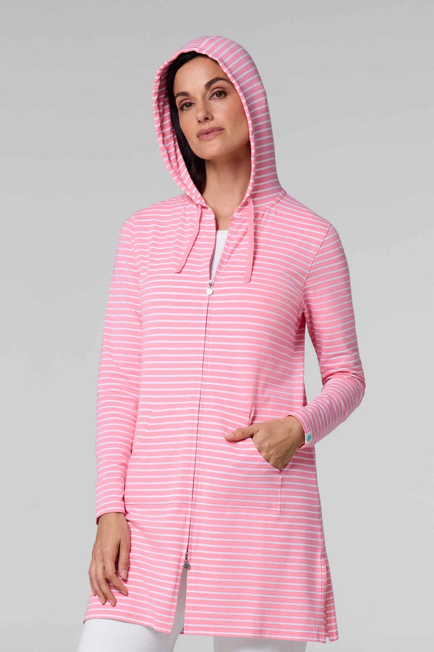 Women's Cabana Hoodie | Flamingo Pink/White Stripe