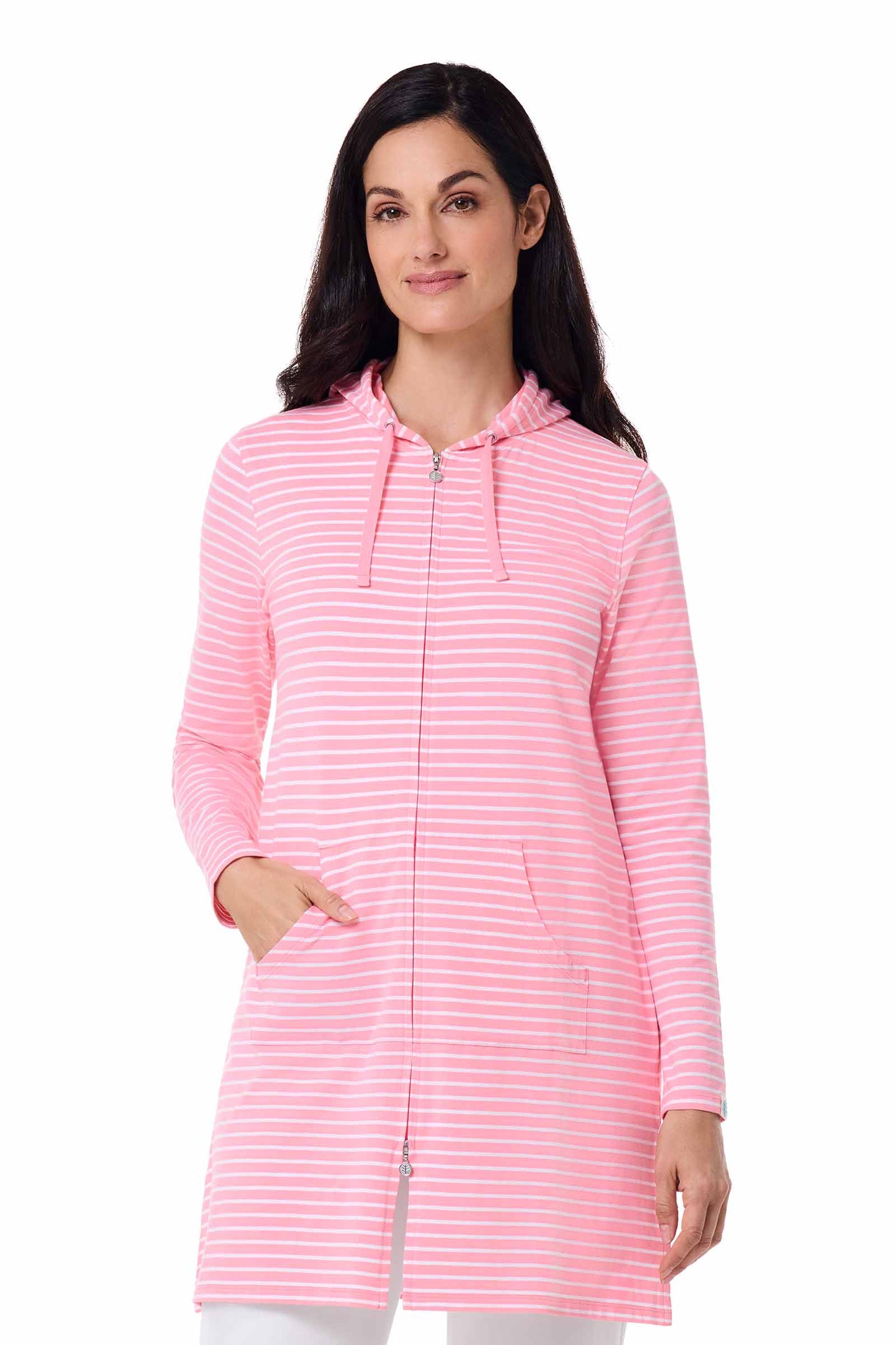 Women's Cabana Hoodie | Flamingo Pink/White Stripe