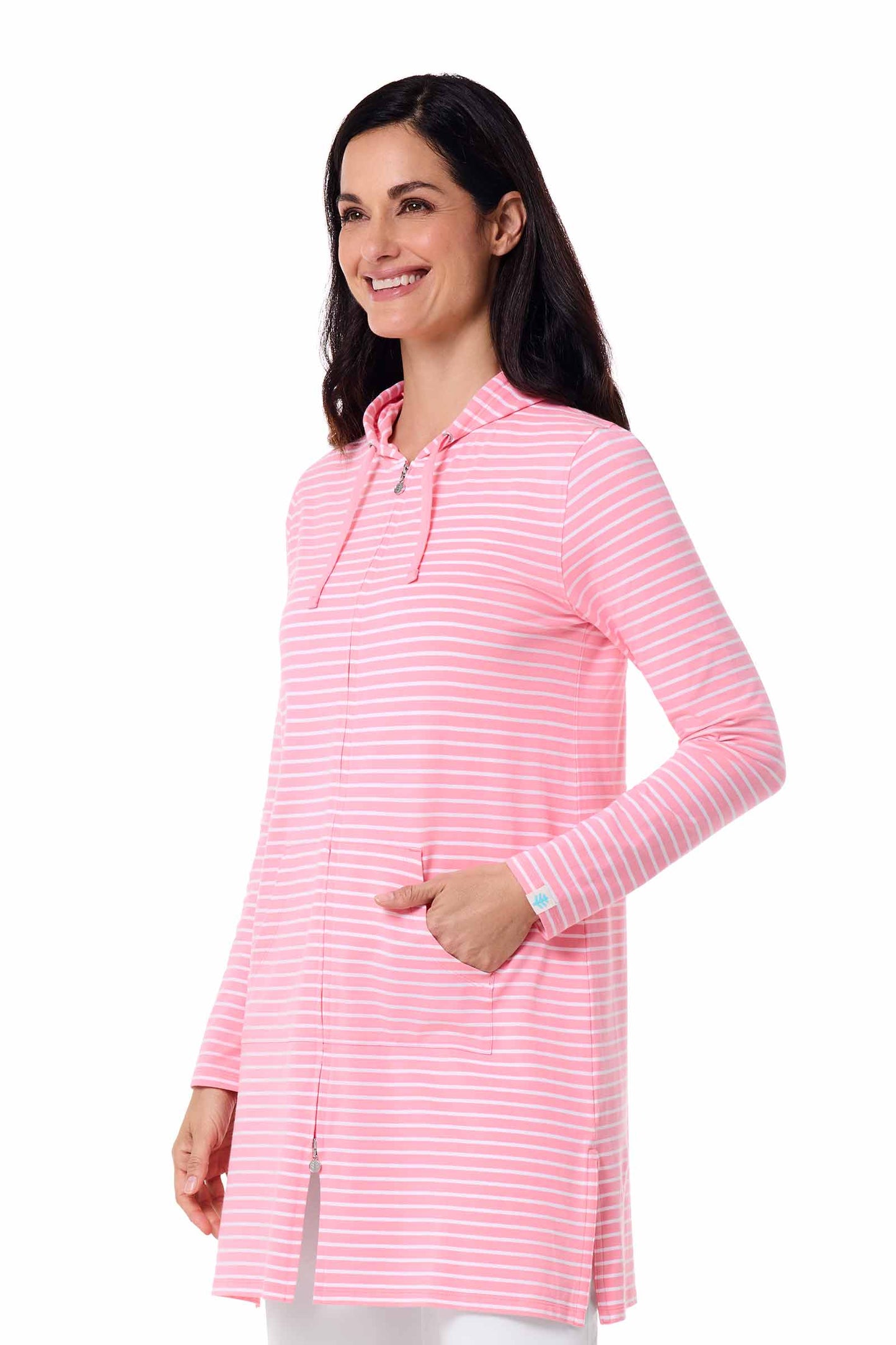 Women's Cabana Hoodie | Flamingo Pink/White Stripe