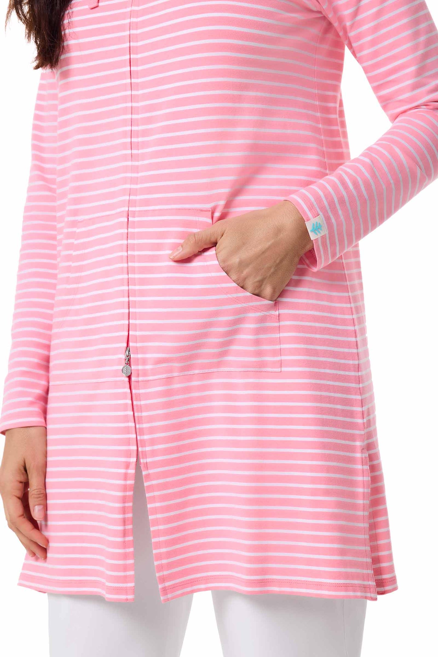 Women's Cabana Hoodie | Flamingo Pink/White Stripe