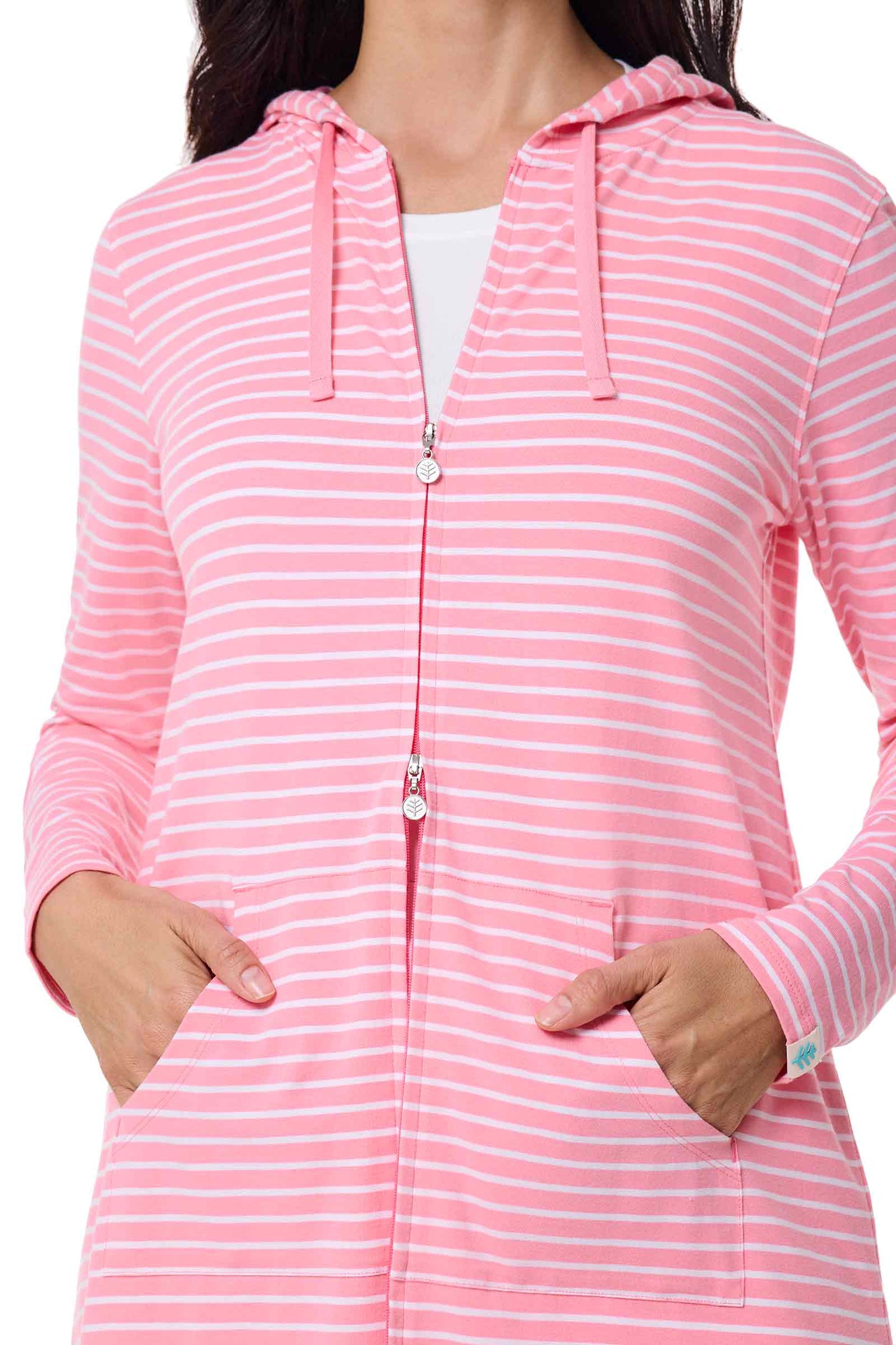 Women's Cabana Hoodie | Flamingo Pink/White Stripe