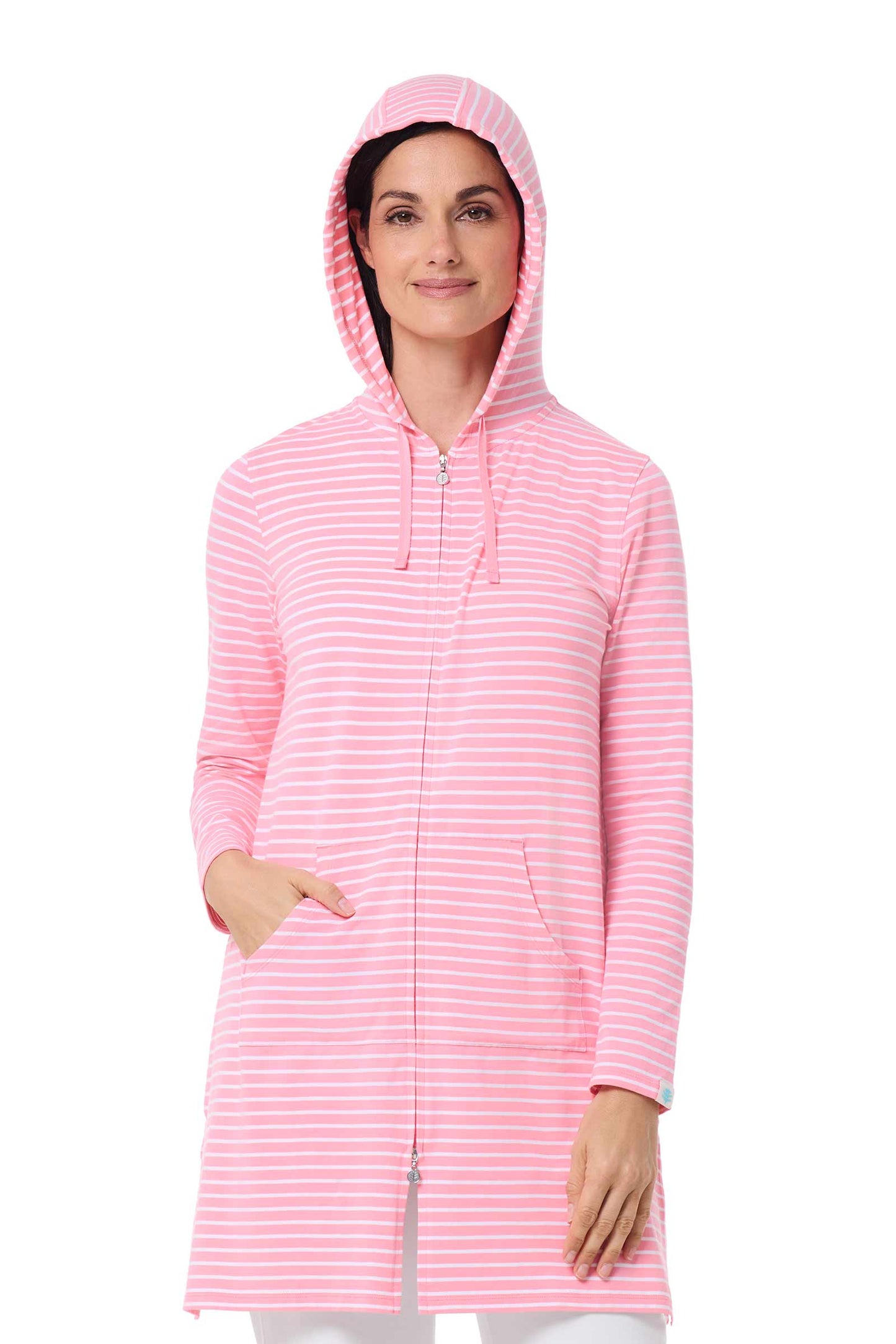Women's Cabana Hoodie | Flamingo Pink/White Stripe