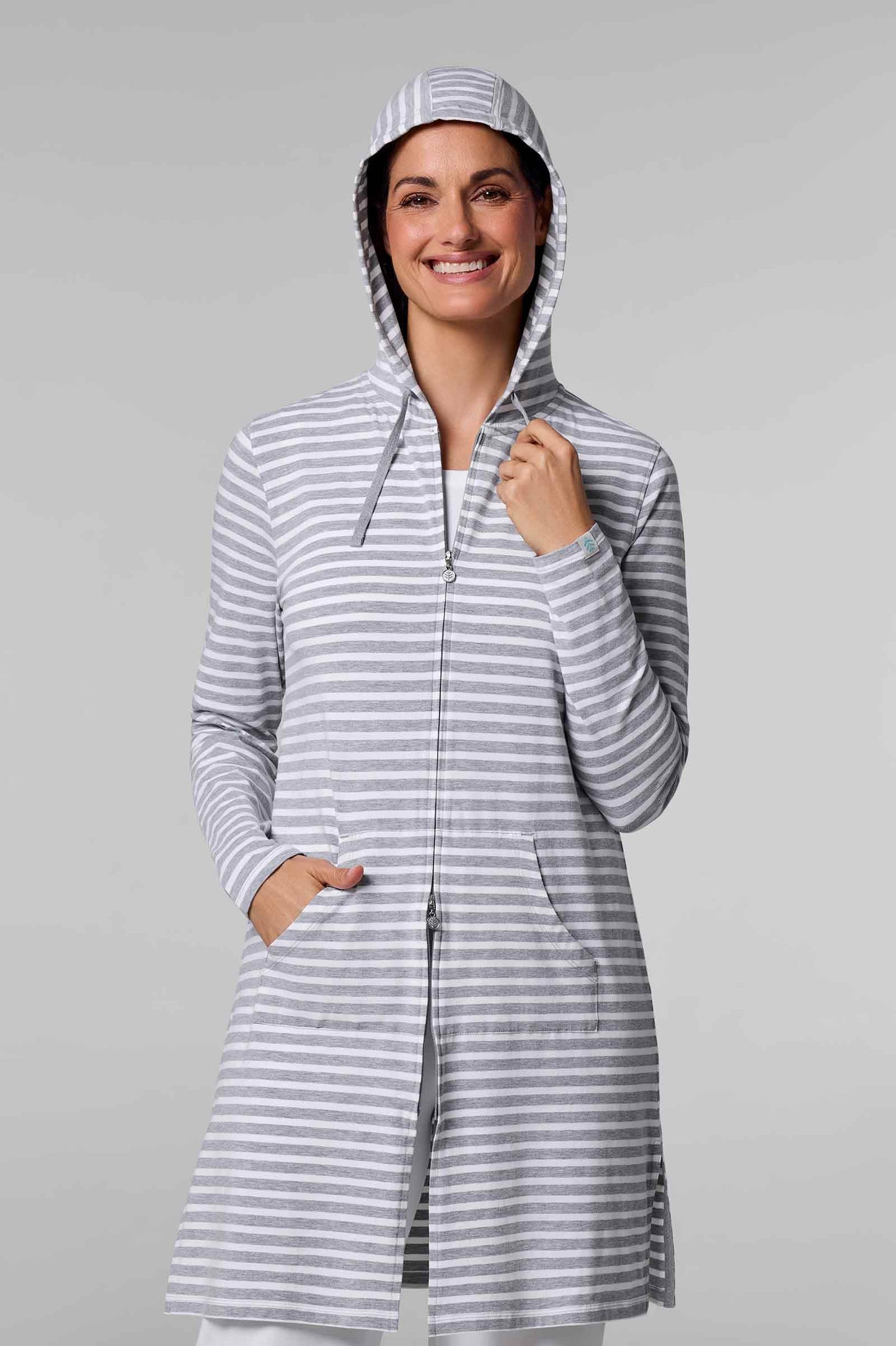 Women's Cabana Hoodie | Grey/White Stripe