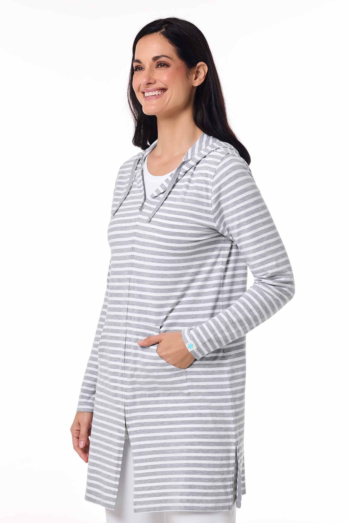 Women's Cabana Hoodie | Grey/White Stripe