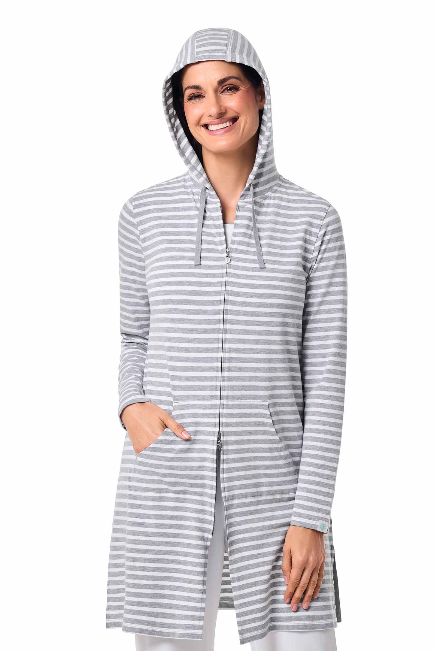 Women's Cabana Hoodie | Grey/White Stripe