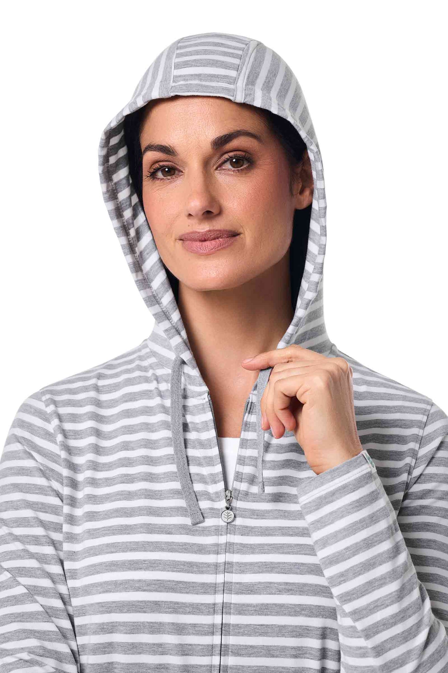 Women's Cabana Hoodie | Grey/White Stripe