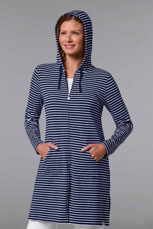 Women's Cabana Hoodie | Navy/White Stripe