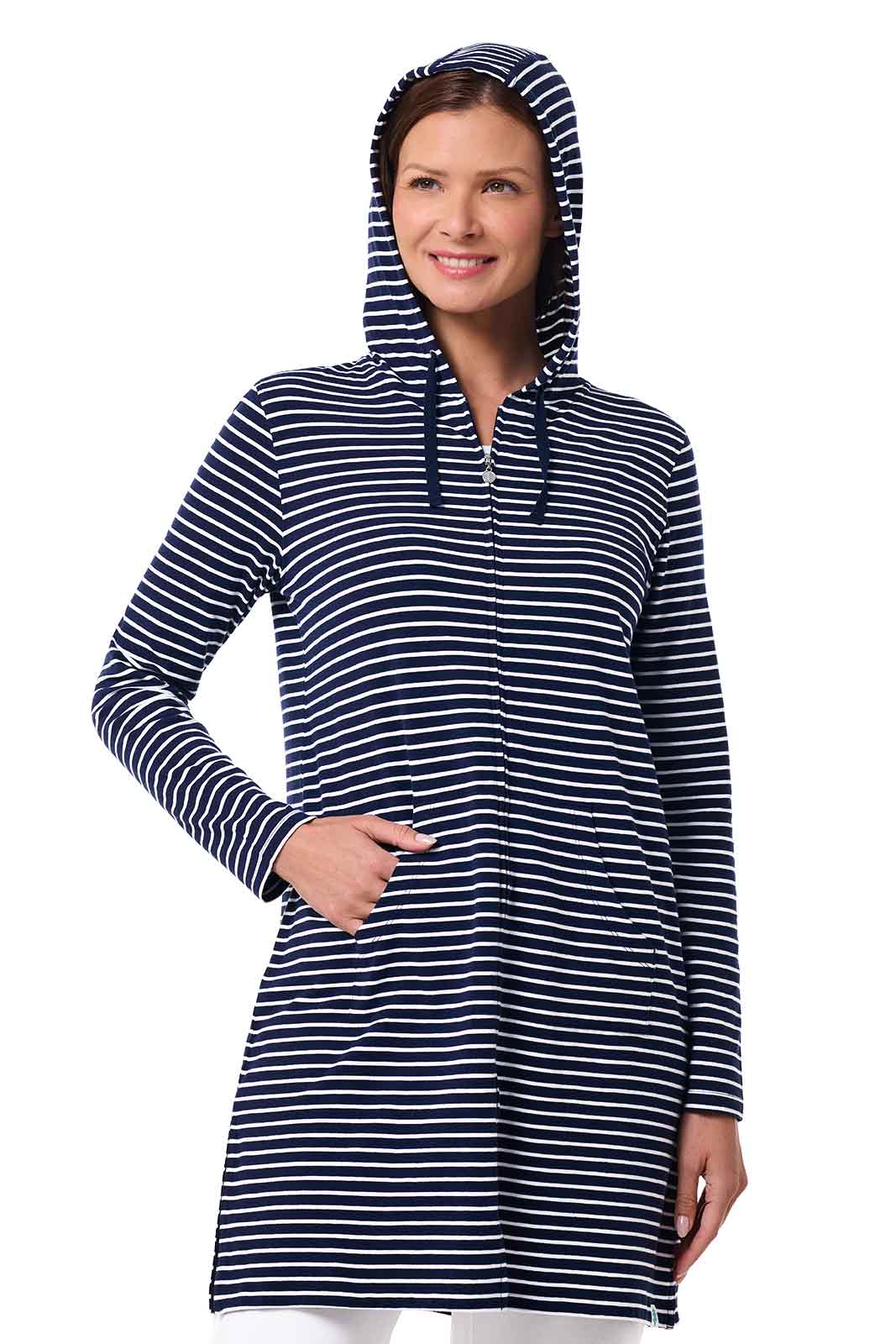 Women's Cabana Hoodie | Navy/White Stripe