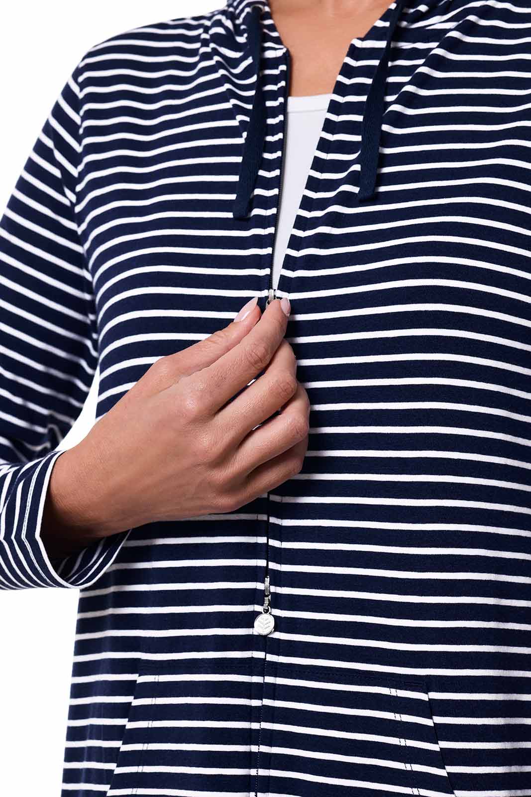 Women's Cabana Hoodie | Navy/White Stripe