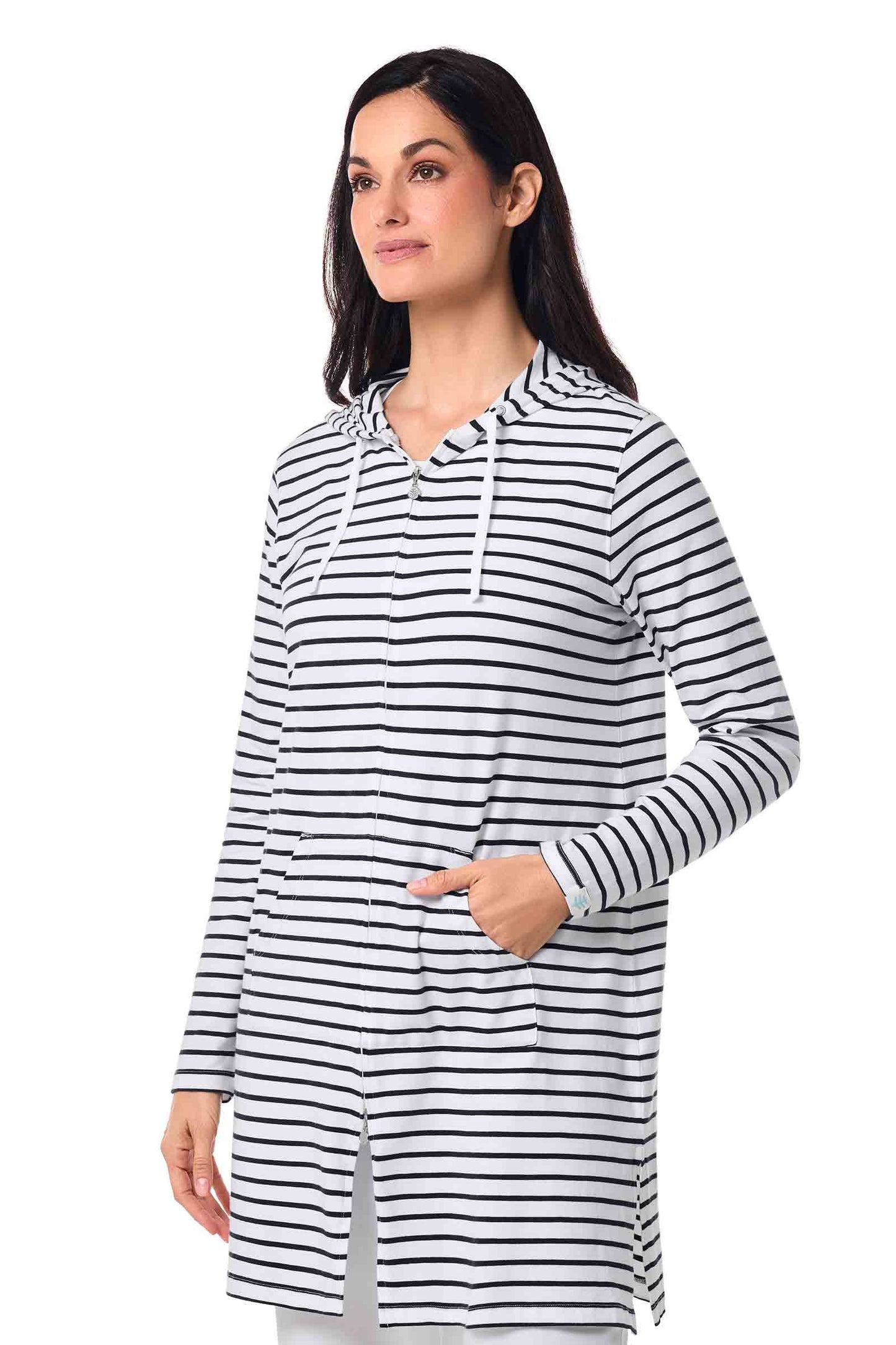 Women's Cabana Hoodie | White/Navy Stripe