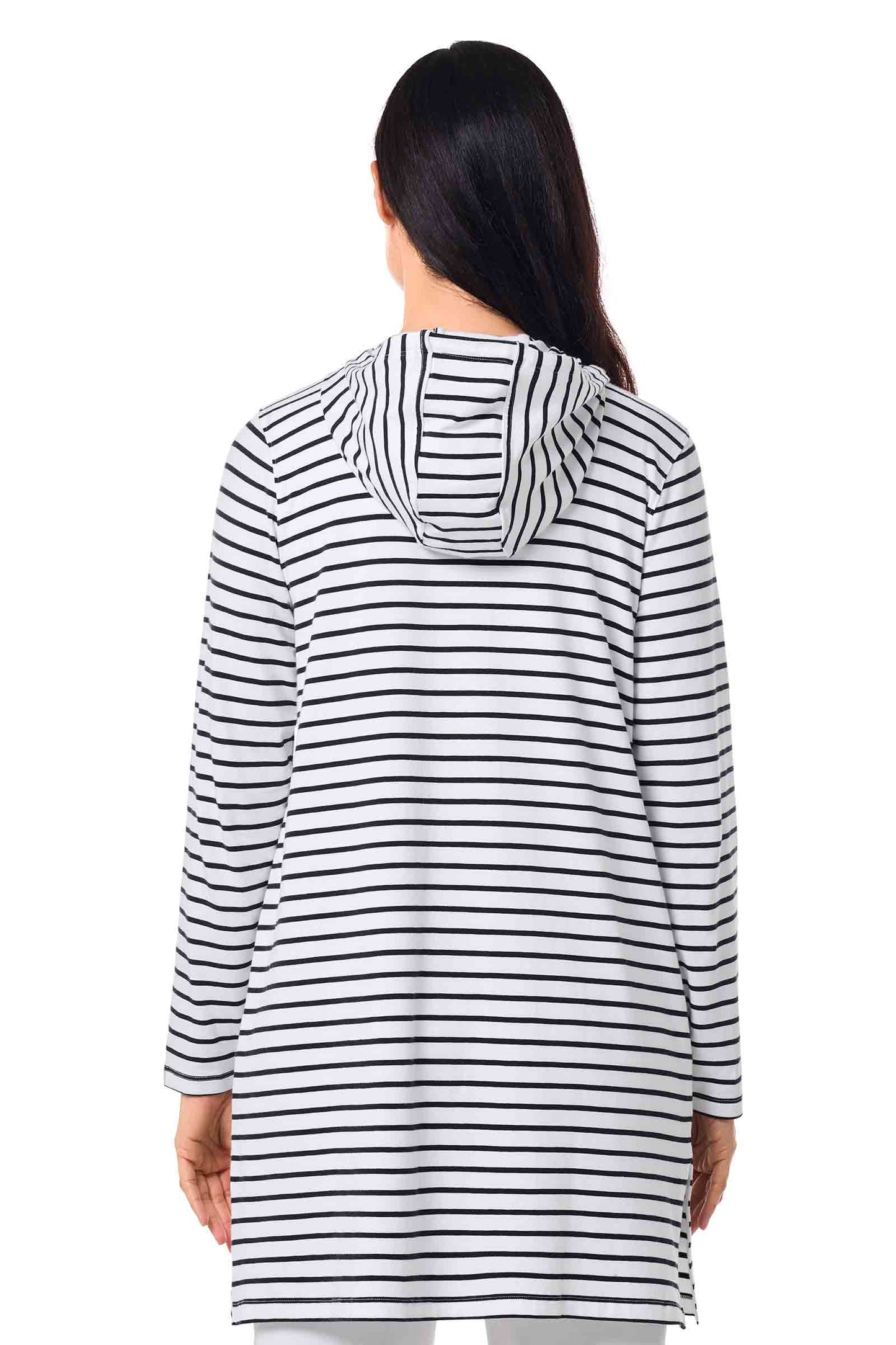 Women's Cabana Hoodie | White/Navy Stripe