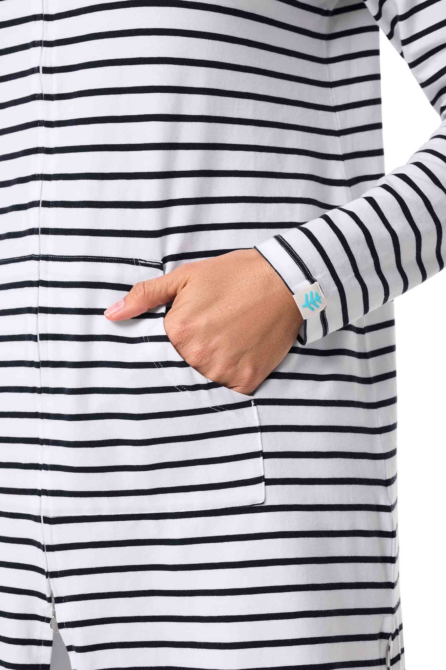 Women's Cabana Hoodie | White/Navy Stripe