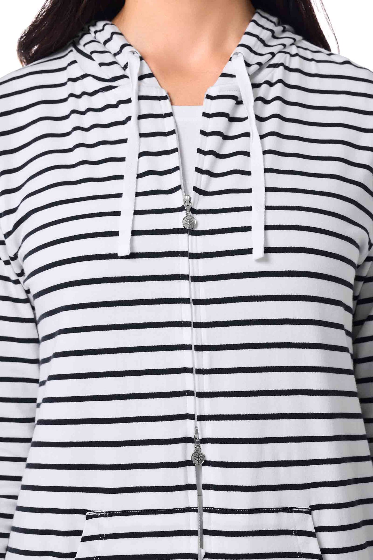 Women's Cabana Hoodie | White/Navy Stripe