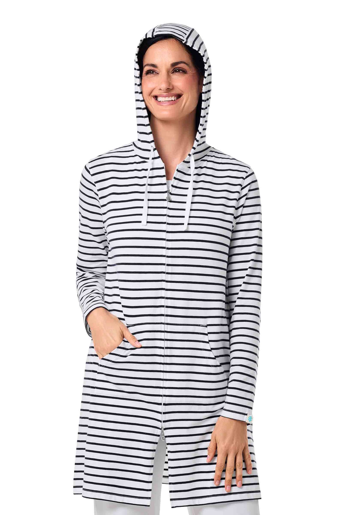 Women's Cabana Hoodie | White/Navy Stripe