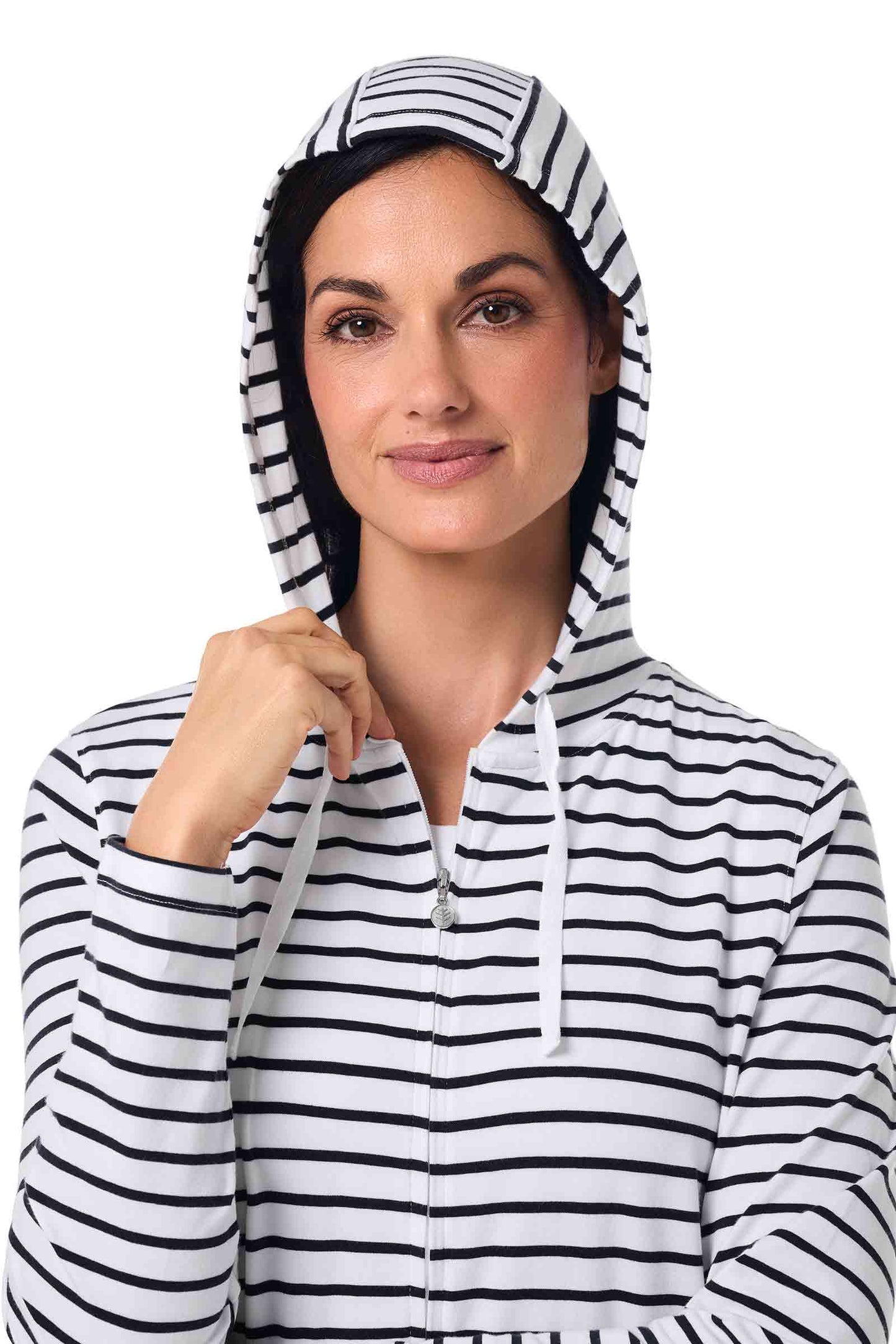 Women's Cabana Hoodie | White/Navy Stripe