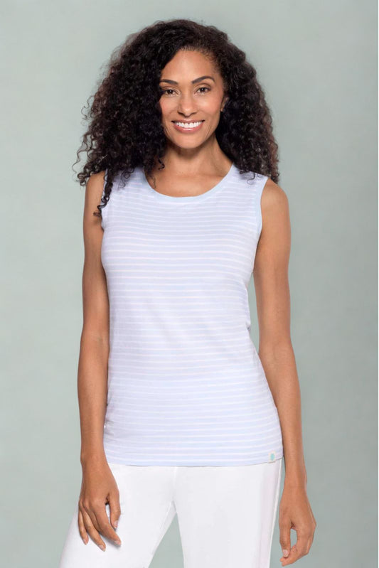 Women's Morada Everyday Basic Tank | Skyride/White Stripe
