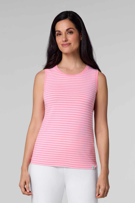 Women's Morada Everyday Basic Tank | Flamingo Pink/White Stripe