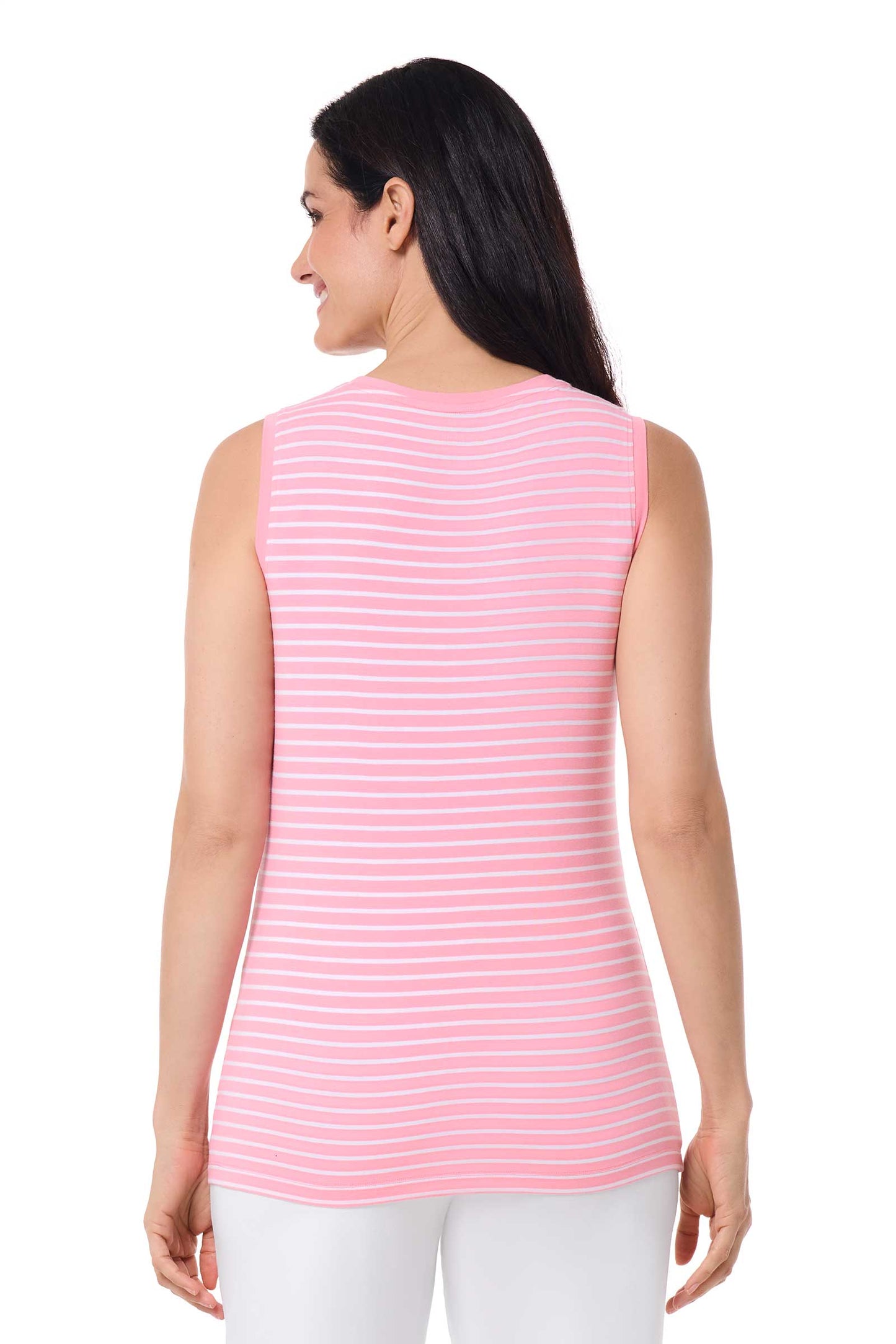 Women's Morada Everyday Basic Tank | Flamingo Pink/White Stripe