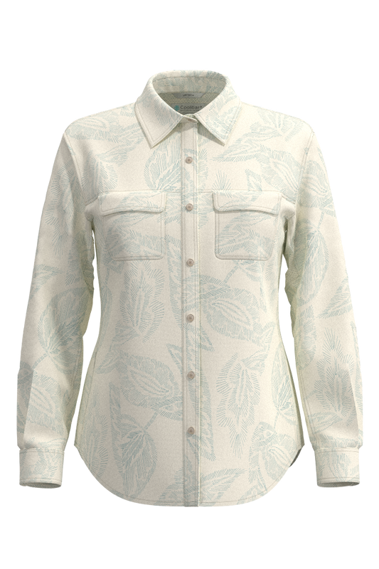 Women's Mylitta Travel Shirt | Vanilla Embroidered Leaves