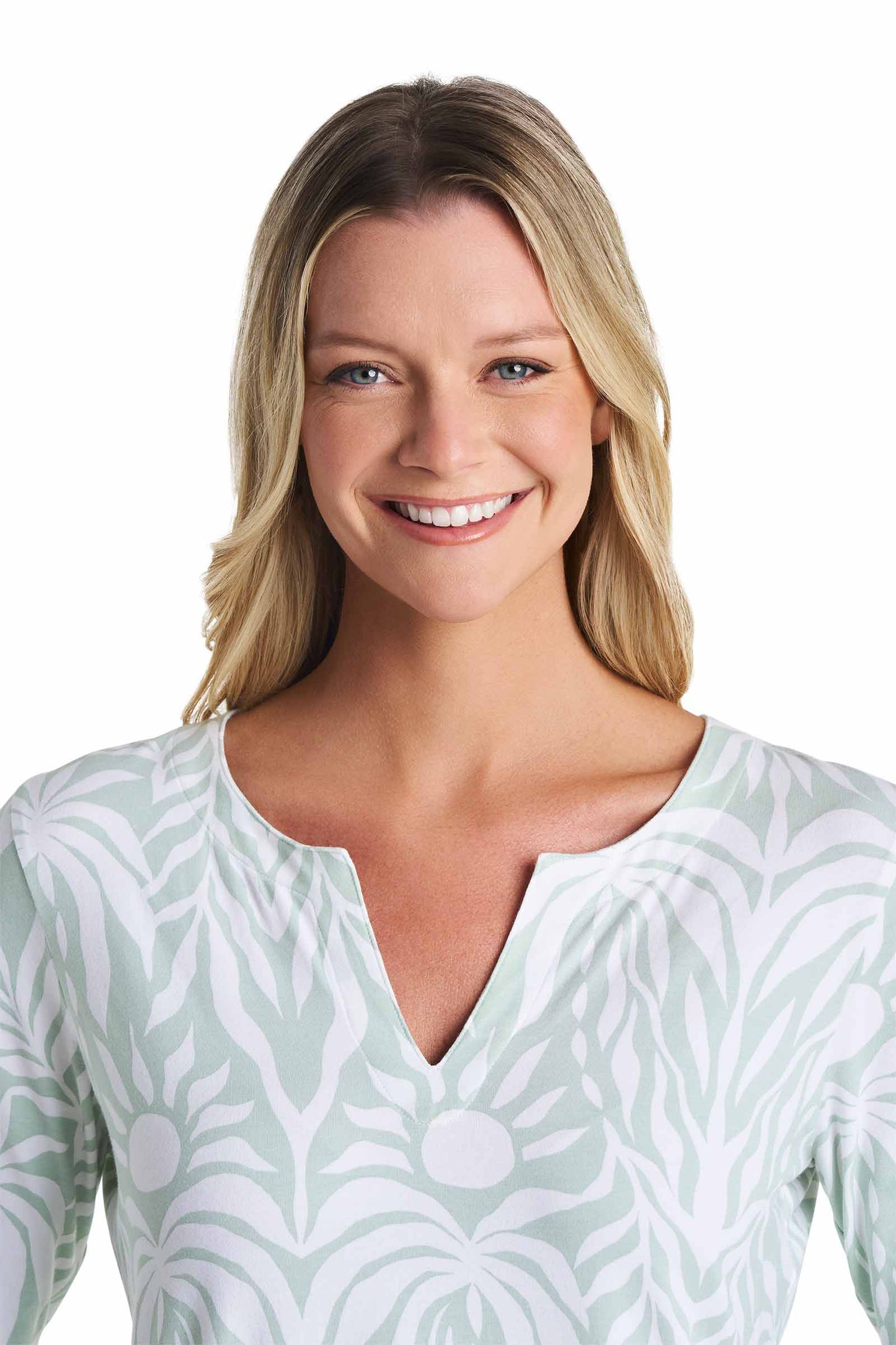 Women's Oceanside Tunic Dress | Misty Aqua American Palm