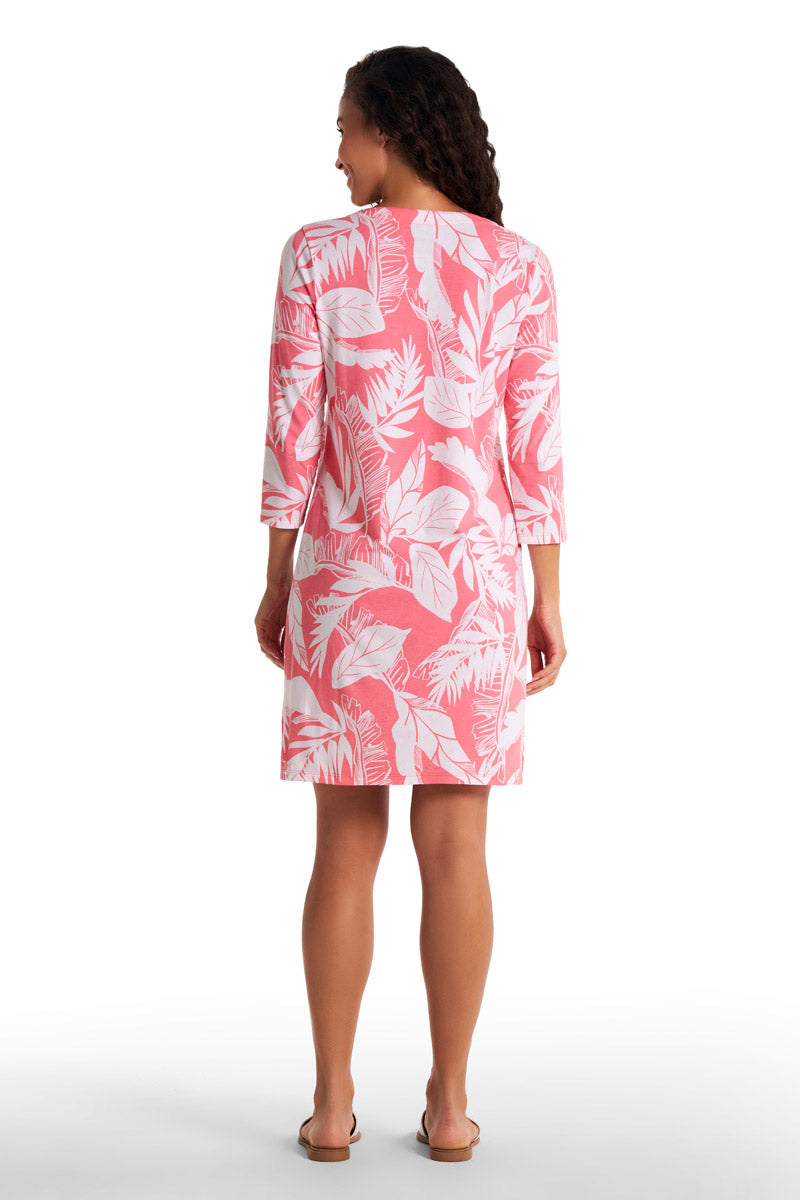 Women's Oceanside Tunic Dress | Flamingo Pink Palm Paradise
