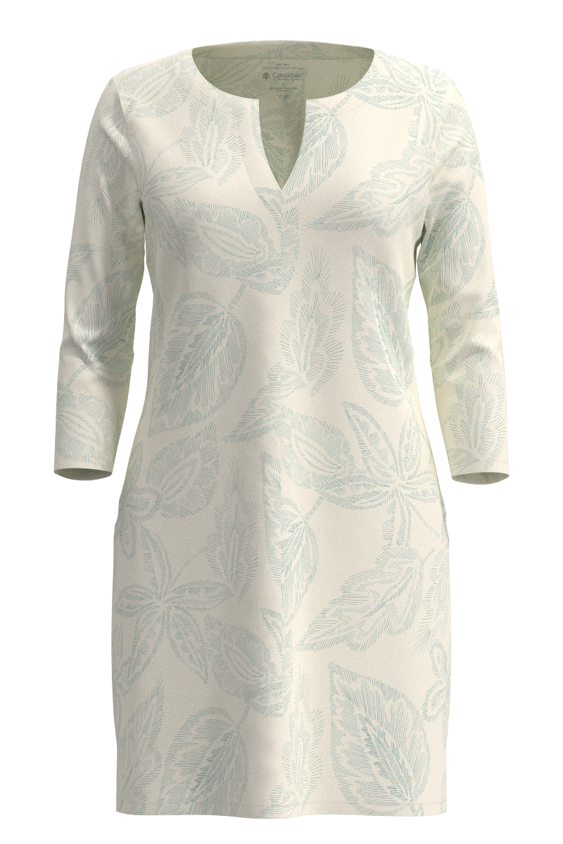 Women's Oceanside Tunic Dress | Vanilla Embroidered Leaves