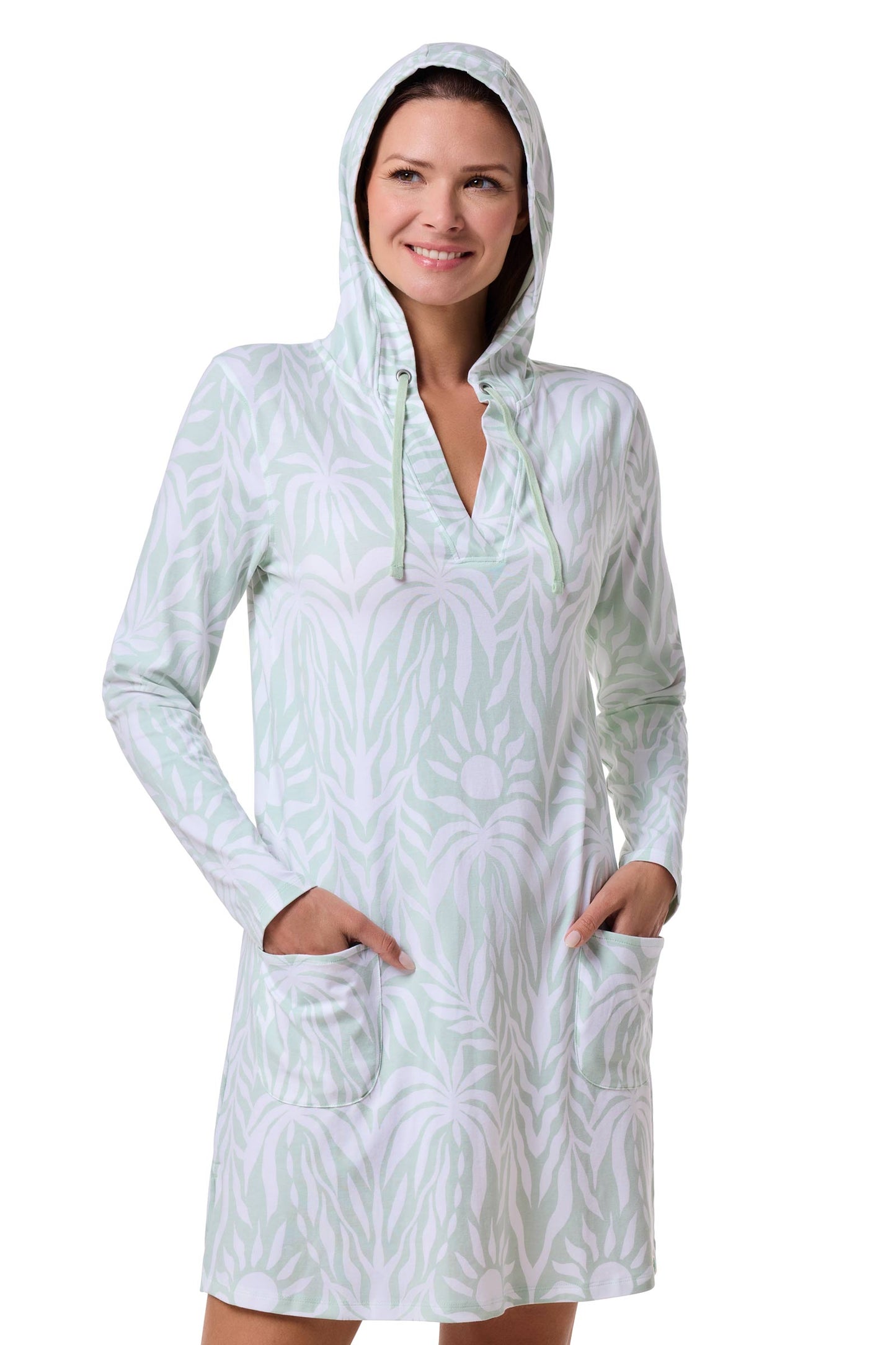 Women's Catalina Beach Cover-Up Dress | Misty Aqua American Palm