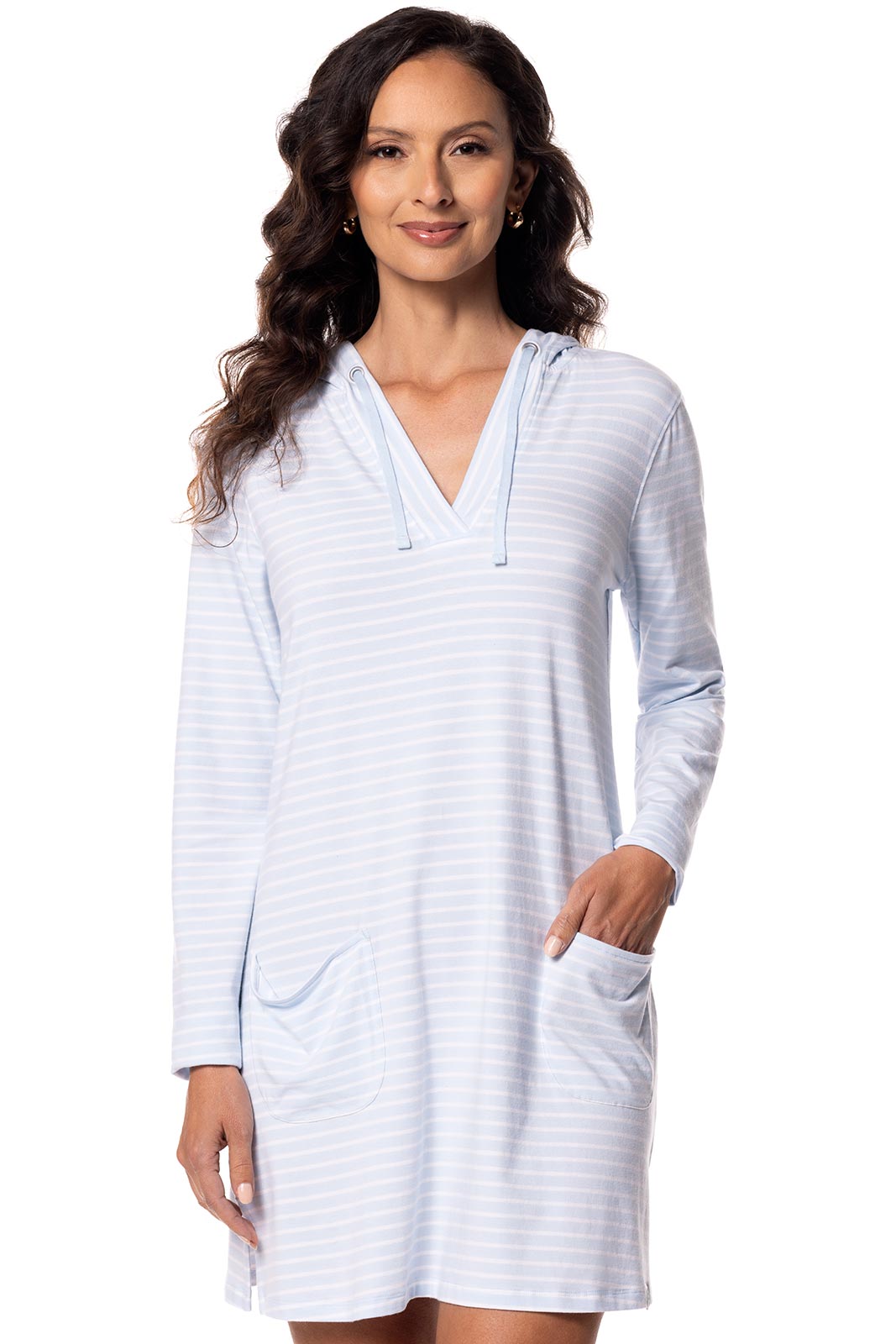 Women's Catalina Beach Cover-Up Dress | Skyride/White Stripe