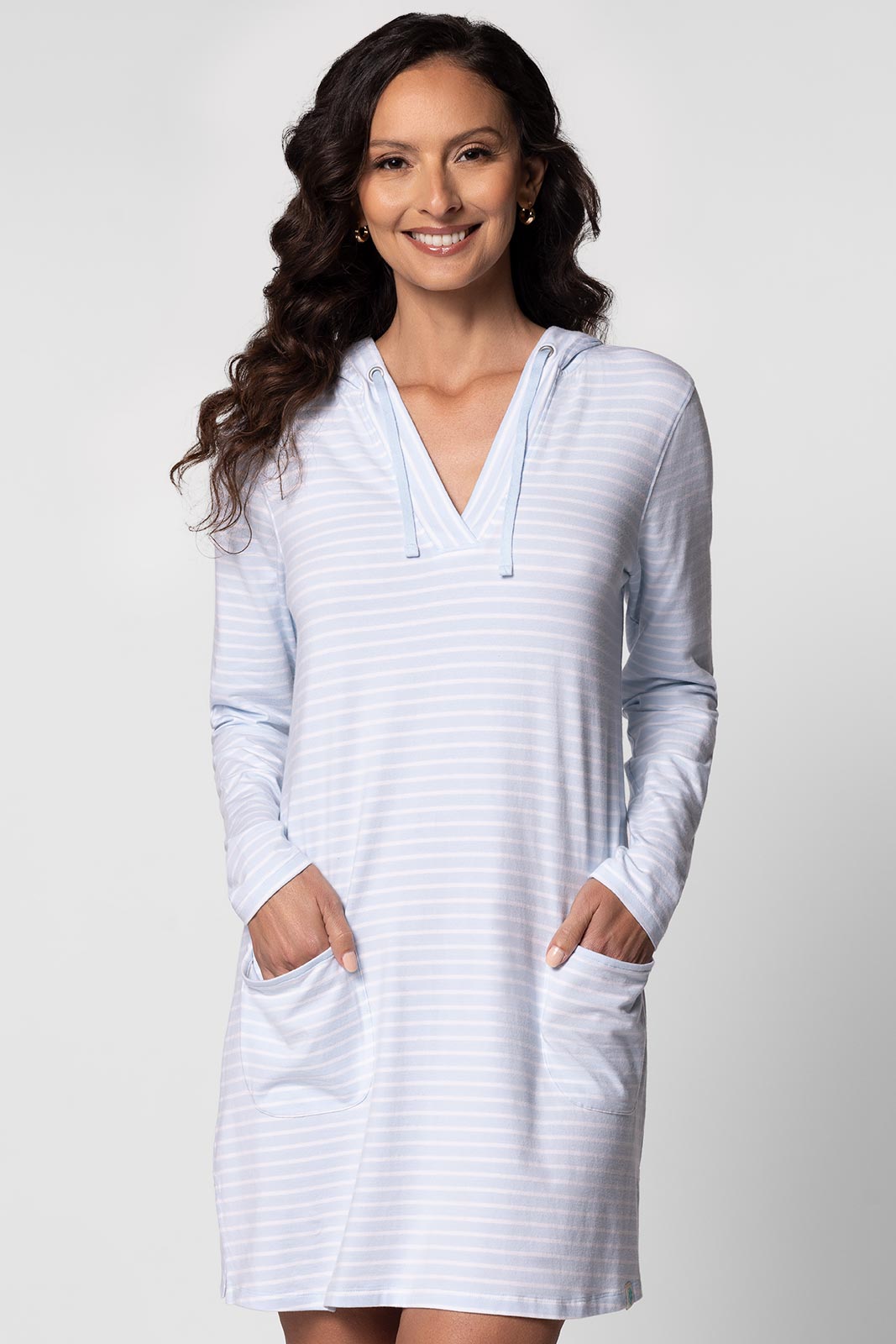 Women's Catalina Beach Cover-Up Dress | Skyride/White Stripe