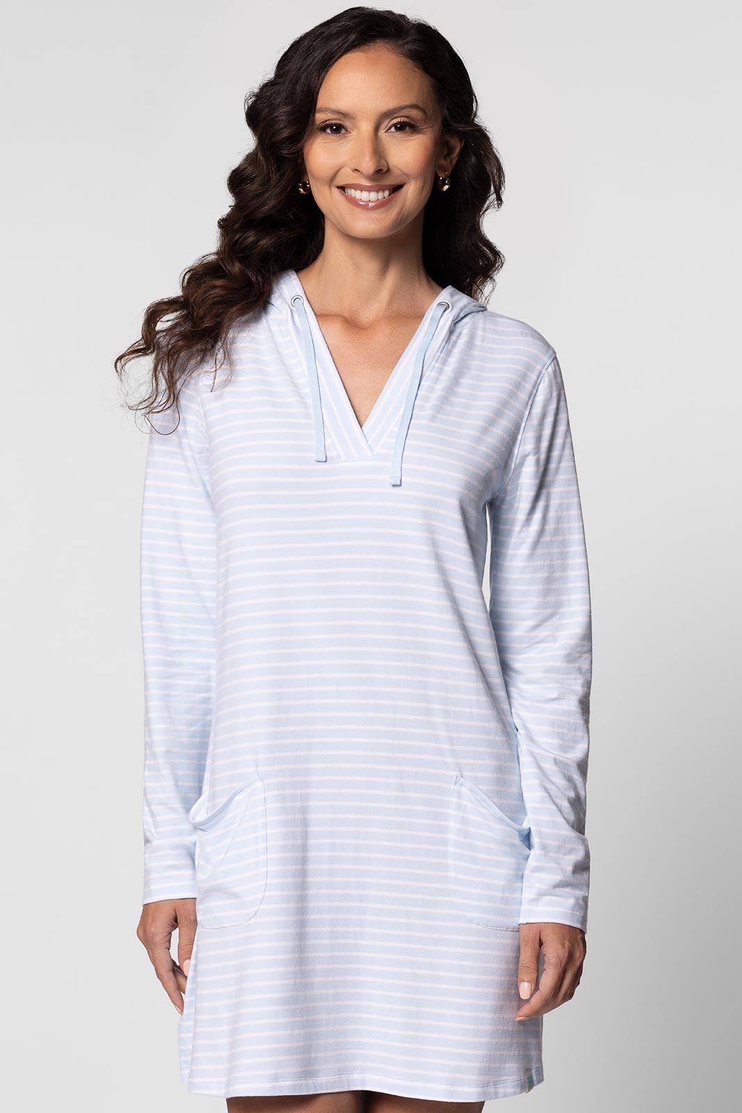 Women's Catalina Beach Cover-Up Dress | Skyride/White Stripe