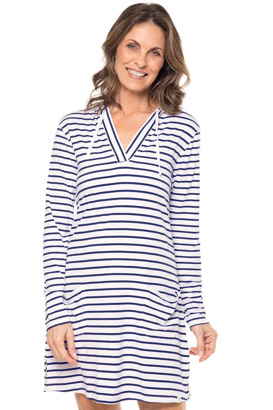Women's Catalina Beach Cover-Up Dress | White/Navy Stripe